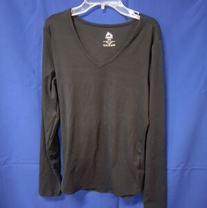 NWOT Womens RBX Reebox V Neck Black Stretchy Long Sleeve Shirt